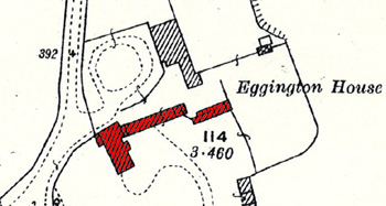 Eggington Lodge shown in red on a map of 1926